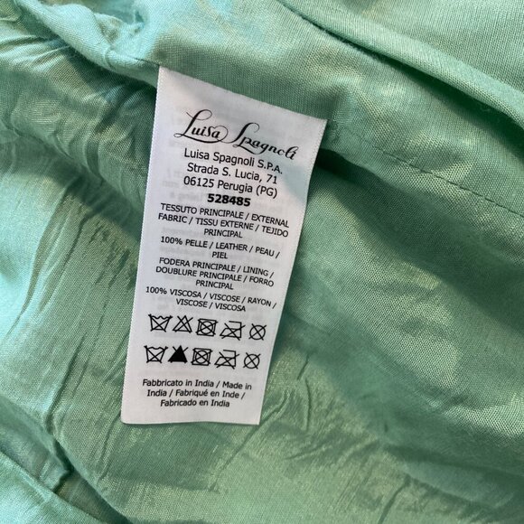 Luisa Spagnoli Long Sleeve Teal Genuine Leather Jacket Women's Size Medium 40 - Picture 9 of 9